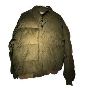 Browning Coat Mens Goose Down Zip Front Long Sleeve Puffy Faux Suede Large